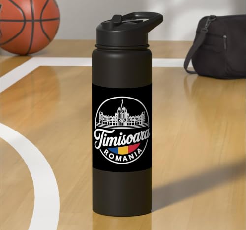 Timisoara Romania Retro Script Travel Souvenir Stainless Steel Insulated Water Bottle