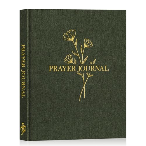 Lanpn Bible Prayer Journal for Women Men, 68 Weeks Linen Bible Study Journal Christian Prayer Notebook Planner with Scripture Verse, Devotional Journal Religious Christian Faith Gifts Women, Green - color: Green