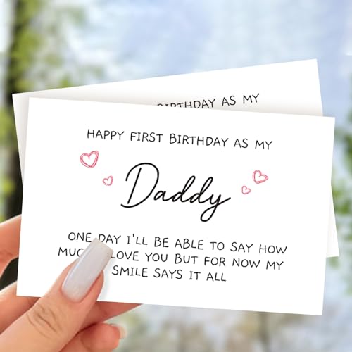 Funny 1st Daddy Birthday Card for Him, Poem New Dad Birthday Greeting Card, Happy First Birthday as A Dad Card, Cute Bday Gift from Baby Daughter Son - color: 3-27