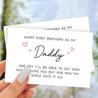 Funny 1st Daddy Birthday Card for Him, Poem New Dad Birthday Greeting Card, Happy First Birthday as A Dad Card, Cute Bday Gift from Baby Daughter Son - color: 3-27