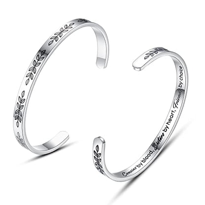 TONY & SANDY Cuff Bracelets for Women Teen Girls Best Friend Sister Mom Daughter Granddaughter Easter Birthday Mother's Day Christmas Stocking Stuffers for Teen Girls Women Jewelry - style: 1 - Cousin Gifts - Cousins by blood, sisters by heart, friends by