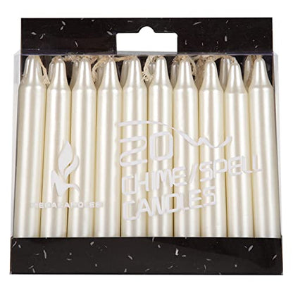 Mega Candles Unscented Mini Taper Chime Spell Candles 20 Count 4" x 1/2" - color: Metallic White, size: 20 Pieces