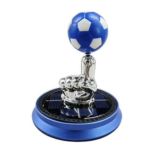 Craedli Soccer Car Dashboard Decoration, Solar Energy Rotating Football Car Center Console Ornament, Creative Auto Interior Decorative Accessories for Home Office (Blue) - color: Blue