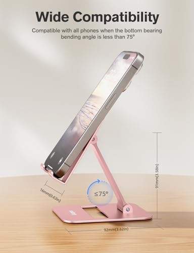 Nulaxy 2 Pack Aluminum Dual Folding Cell Phone Stand for Desk, Rose Gold - color: Rose Gold