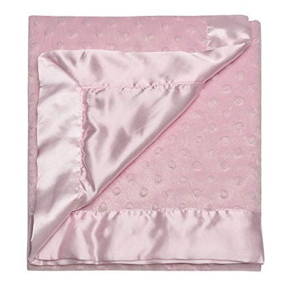 Baby Starters Textured Dot Blanket with Satin Trim, Pink 30" x 40" - color: Pink Dot