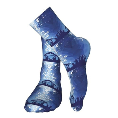 Happy New Year 2024 Unisex Sports Socks - Winter Casual Dress Fashion Socks - color: Jesus is the Reason for the Christmas Season-1