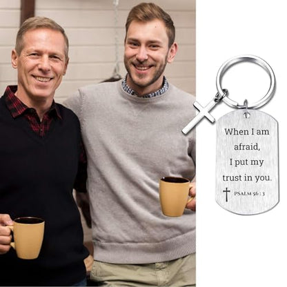 Inspirational Scripture Keychain with Cross - Bible Verse Matte Key Chain Religious Gift for Christian - style: Psalm 56:3
