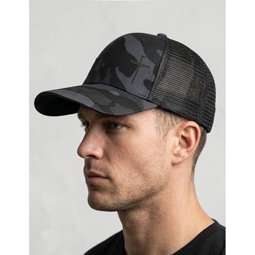 Christian Hats for Men Women,Jesus 3 Nail Cross Hat Christian Religious Gifts for Birthday/Christmas,Black and Silver - color: 594.camo-8