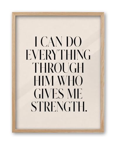 iHery 12x16in Philippians 4:13 Framed Christian Wall Art - color: Beige Framed Philippians, size: 16"L x 12"W