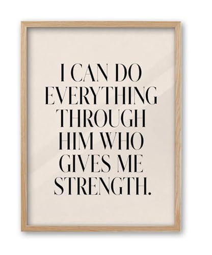 iHery 16x20in Philippians 4:13 Framed Christian Wall Art - color: Beige Framed Philippians, size: 20"L x 16"W