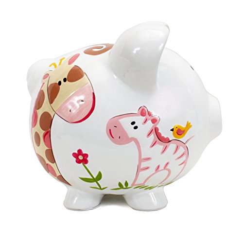 Child to Cherish Ceramic Piggy Bank for Girls, Jungle Jill - color: Jungle Jill