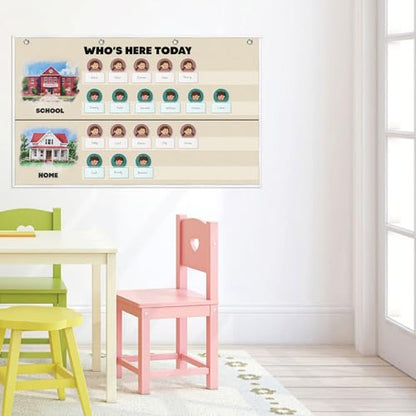 Attendance Pocket Chart for Classroom, Durable Classroom Management Pocket Chart 36 People Cards Included, Helping Hands Pocket Chart for Preschool Sunday School Kindergarten Daycare (Attendance） - color: White