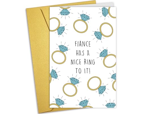 Nchigedy Funny Engagement Cards for Him Her, Engaged Congratulations Card for Couples Newly Engaged, Engagement Card for Friend Son Daughter, Fiance Has A Nice Ring To It - color: #15