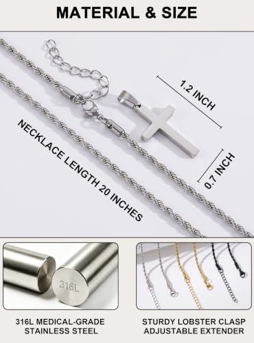 Birthday Gifts Cross Necklace for Boys 6-13 Years Old - color: Silver