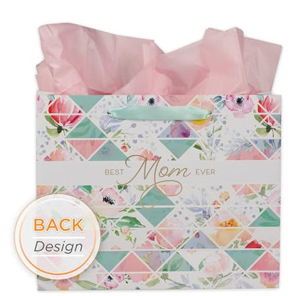 Christian Art Gifts Large Gift Bag for Mom with Card & Tissue, Gold - color: Best Mom/Multi, style: Large Landscape