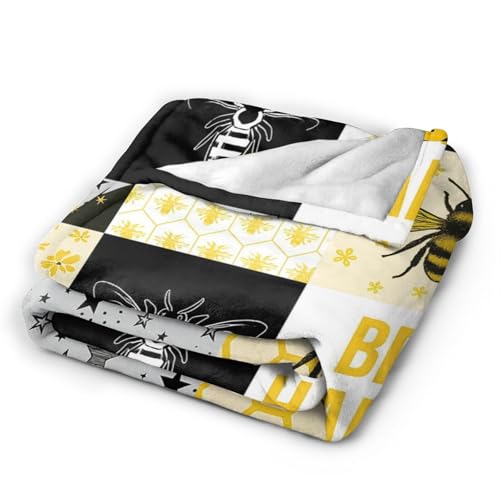 Bee Soft Cozy Blanket Bees Throw Blanket Super Plush Warm Stuff Lightweight Fleece Flannel Blankets Gifts for Women Girls Kids Adults 60"x50" - color: Bee, size: 60"x50"