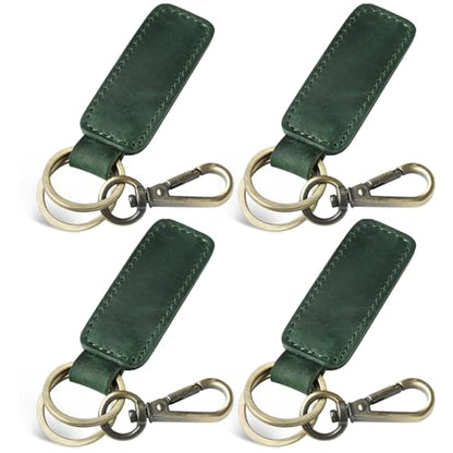 Jack&Chris Genuine Leather Car Keychain, Universal Key Fob Keychain, Leather Key Chain Holder for Men and Women, JC306 - color: Green*4