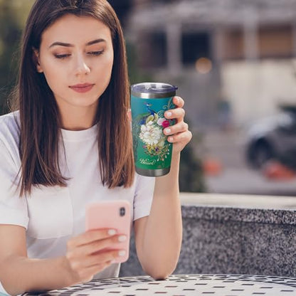 Christian Art Gifts Stainless Steel Vacuum Insulated Tumbler 18 oz - color: Teal/Peacock