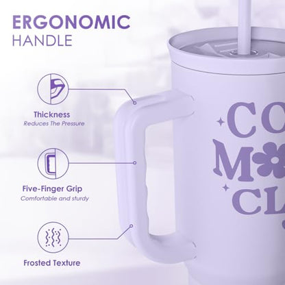 Gift for Mom - Cool Mom Club Stainless Steel Tumbler with Handle, Travel Coffee Mug for Moms - Gifts for Birthday Christmas Mothers Day, 40oz - color: Mom 7