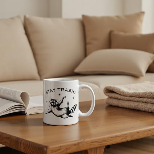 Funny Stay Trashy Raccoon Meme Mug 11 oz, Raccoon Lover Gifts Coffee Cups Ceramic, Humorous Trash Panda Ceramic Mug for Coffee Tea Hot Cocoa Home Office Work - color: 05Child