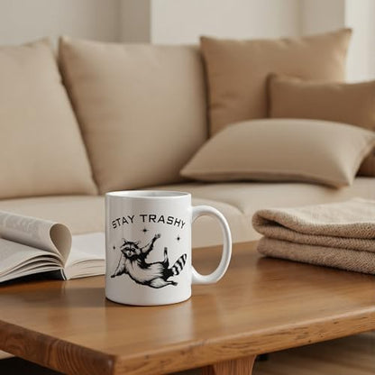 Funny Stay Trashy Raccoon Meme Mug 11 oz, Raccoon Lover Gifts Coffee Cups Ceramic, Humorous Trash Panda Ceramic Mug for Coffee Tea Hot Cocoa Home Office Work - color: 05Child