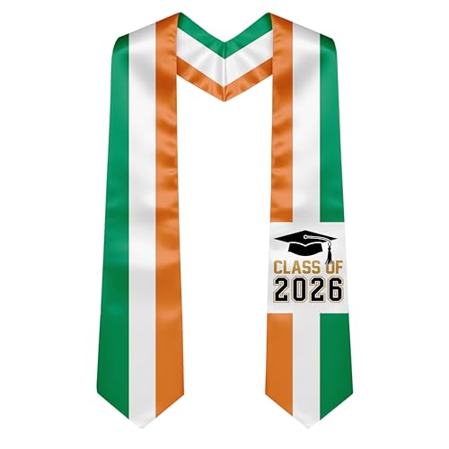 National Flag Graduation Stole Sash - 72" Long Unisex Honors Stole for Students - color: Ireland Irish