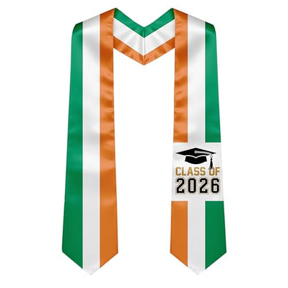 National Flag Graduation Stole Sash - 72" Long Unisex Honors Stole for Students - color: Ireland Irish