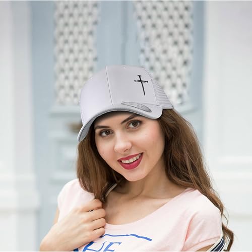 Christian Hats for Men Women,Jesus 3 Nail Cross Hat Christian Religious Gifts for Birthday/Christmas - color: 05.white-01