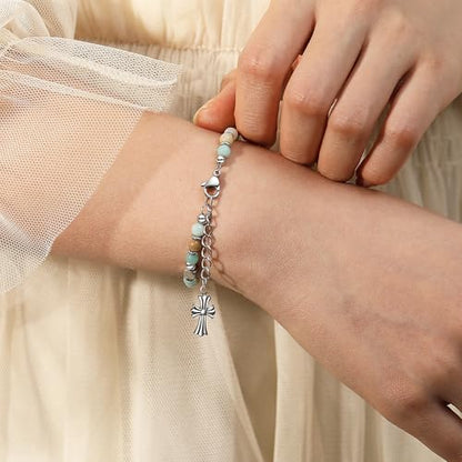 TONY & SANDY Christian Gifts for Women, Religious Cross Bracelet Faith Jewelry, Confirmation Baptism Christmas Birthday Gifts for Women, Unique Gifts for Teens Girls Kids Adults - style: Pray on it