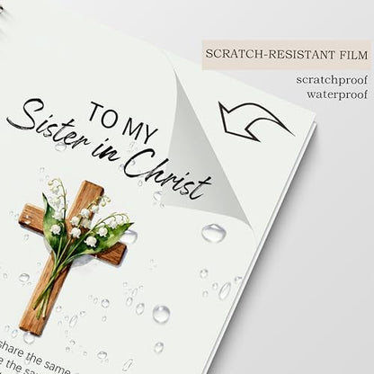 Poecinvi Sister in Christ Christian Notebook Journal for Women, Floral Cross Bible Verse Notebook, Faith Based Gift for Women Friend, Spiral Notebook 5.5x8.3 Inch - color: To My Sister in Christ