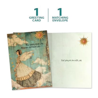 Tree-Free Greetings - Support & Encouragement Card - Artful Designs - 1 Greeting Card + Matching Envelope - Made in USA - 100% Recycled Paper - 5" x 7" - Angels and Blessings (GO69871) - color: Angels and Blessings
