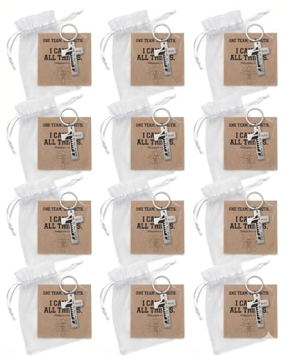 12 Pack Football Keychains with Philippians 4:13 Cross