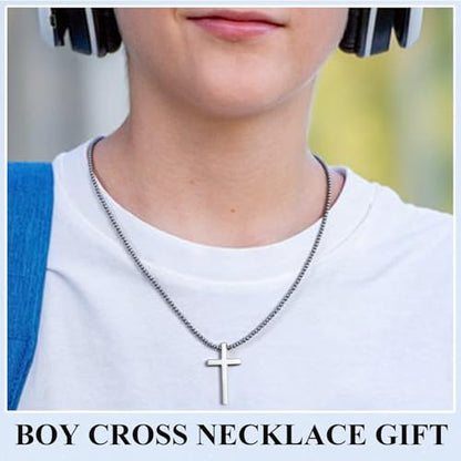 First Communion, Baptism, Confirmation Gifts for Teen Boys Cross Necklaces Religious Joshua Jewelry Easter Birthday - style: Confirmation Gift for Boys