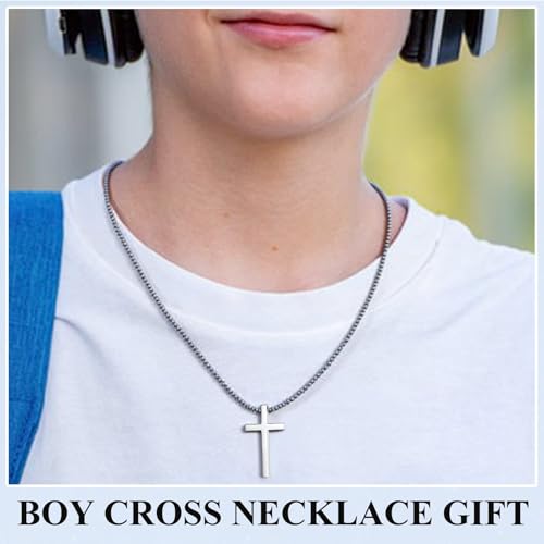 First Communion, Baptism, Confirmation Gifts for Teen Boys Cross Necklaces Religious Joshua Jewelry Easter Birthday - style: First Communion Gift for Boys