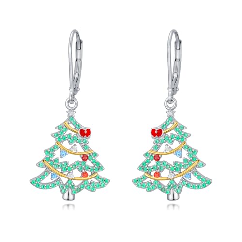 Dorunmo 925 Sterling Silver Dangle Drop Earrings for Women Holiday Earrings Hypoallergenic Halloween Christmas Jewelry Festival Gifts for Women - style: Christmas Tree-02