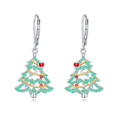 Dorunmo 925 Sterling Silver Dangle Drop Earrings for Women Holiday Earrings Hypoallergenic Halloween Christmas Jewelry Festival Gifts for Women - style: Christmas Tree-02