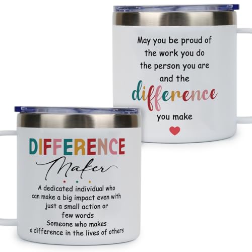 14 Oz Tumbler Difference Maker Gift, Making A Difference Gifts, Thank You Tumbler - Christmas, Birthday Gifts For Women, appreciation gifts for Boss, Leader, Employee, Coworkers, Teachers - color: difference maker