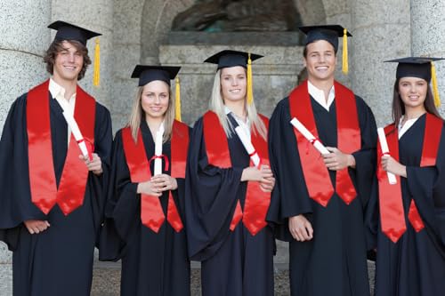 MyGradDay Plain Graduation Stole Colorful Stole for Adult Length 60",Rich in Color - color: Red