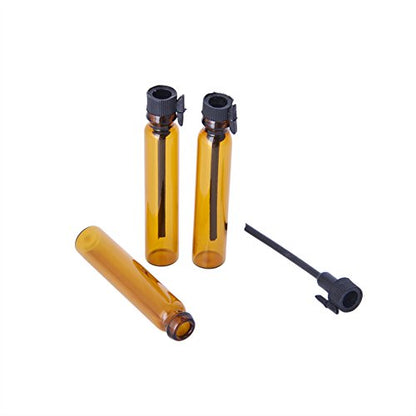 Amber Glass Mini Perfume Sample Bottle 100 Pcs Vials Refillable Empty Travel Cosmetic Liquid Oil Fragrance Packing Bottles Container Tubes (2ml)