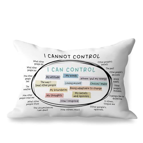 Circle of Control Mental Health Pillow Covers 12x20, Therapy Office Decor, I Can and Cannot Control Decorative Throw Pillow Covers for Classroom School Counselor Office - color: Circle of Control-3