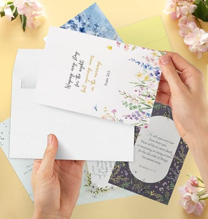 Nihuecne 24 Pack Floral Religious Sympathy Cards with Envelopes, 24 Designs