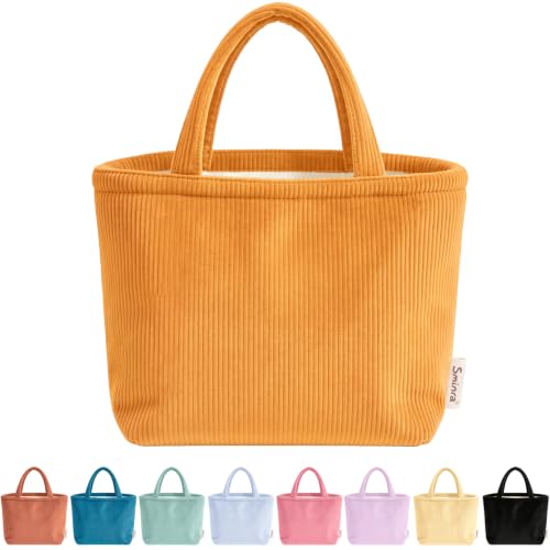Sminra Small Bible Tote Bag for Women, Corduroy or Quilted Mini Tote Bag - color: Ginger