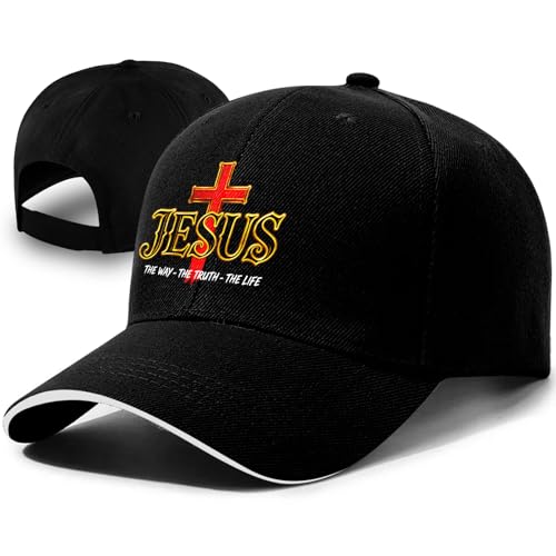 Jesus Baseball Cap for Men and Women Adjustable Christian Trucker Hat Fashion Cross Golf Hat - color: Jesus the Way Truth Life Cross Christian