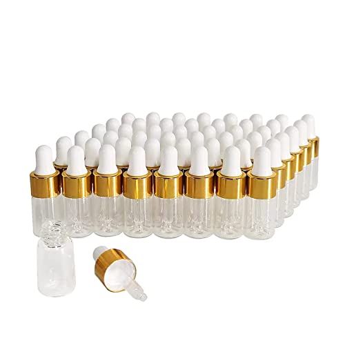 50PCS Transparent Sample Dropper Bottles, 3 ml Mini Essential Oil Dropper Bottles, Perfume Bottles with 2 Plastic Droppers for Travel Test Samples
