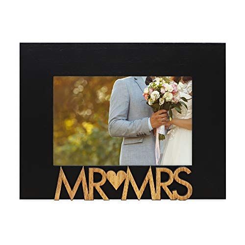 Isaac Jacobs 4x6 Black Wood Sentiments Mr&Mrs Picture Frame - color: Black, size: 4x6