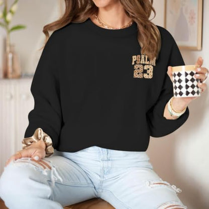 BeWithYou Christian Sweatshirts for Women Psalm 23 Sweatshirt Jesus Faith Long Sleeve Shirt Bible Verse Graphic Pullover Tops - color: Black, size: Large