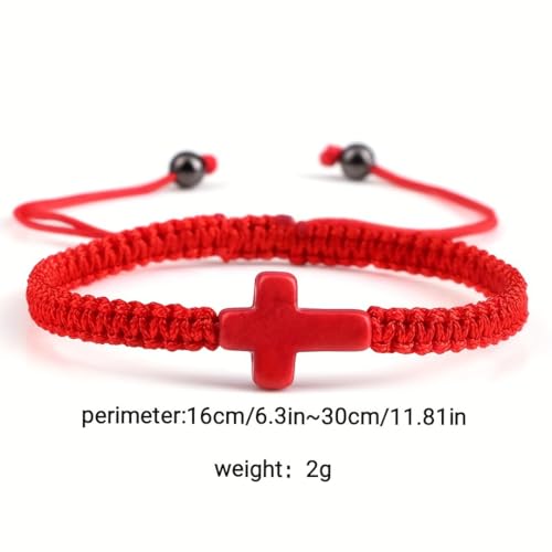 Colorful Cross Braided Handmade Woven Rope Prayer Protection Bracelet Inspirational Religious Christian Protection Bangle for Women Men Couple Friendship Jewelry - color: light blue