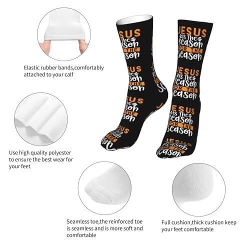 Happy New Year 2024 Unisex Sports Socks - Winter Casual Dress Fashion Socks - color: Jesus is the Reason for the Christmas Season1