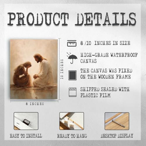 RTVJTERQ Biblical Scene Wall Art, Jesus Comforts Grieving Woman in Quiet Moment Painting, Spiritual Healing Wall Decor for Living Room Entryway 8x10 Inch - color: Patriotic 09