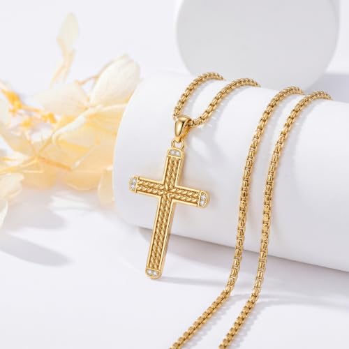 14K Gold Plated Cross Pendant Necklace Christian Jewelry Religious Gift - color: A01-Cross Gold